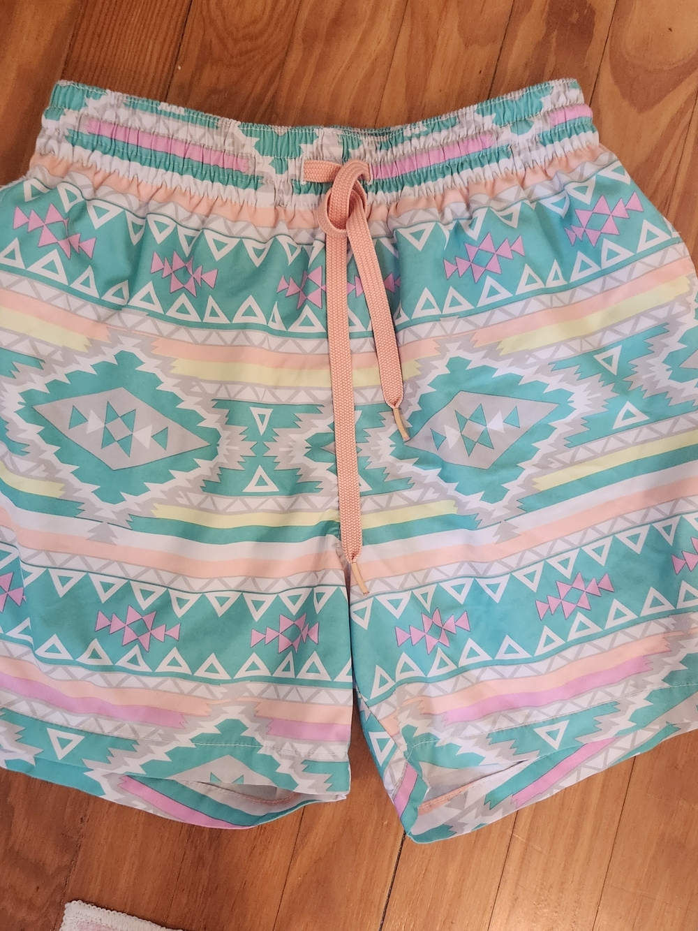 chubbies Mint Green and Peach Aztec Drawstring Shorts